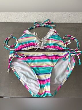Y2K OP Neon Tie-Dye Fringe Bikini Set💕